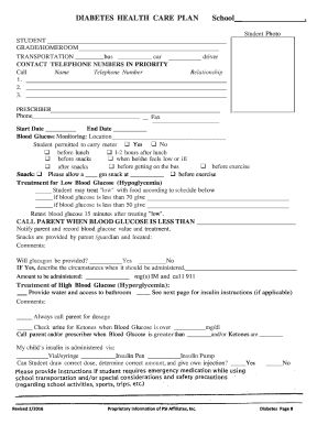 Diabetes Health Care Plan