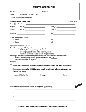 Asthma Action Plan for Students