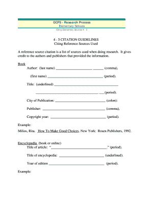 Elementary School Citation Guidelines