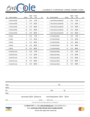 Christmas Cards Order Form