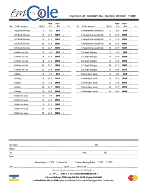Christmas Cards Order Form