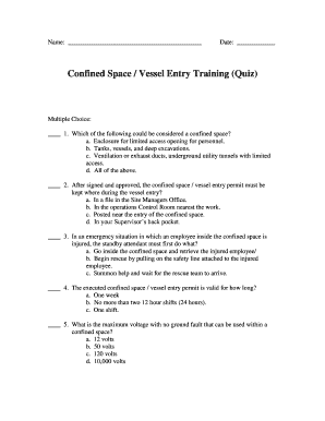 Confined Space Entry Training Quiz
