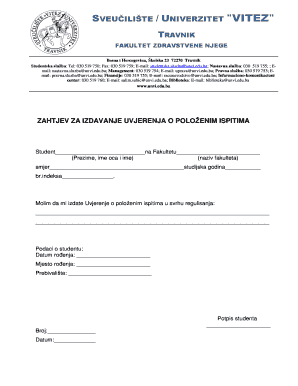 Request for Certificate of Passed Exams