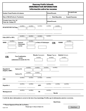Kearney Public Schools Immunization Form