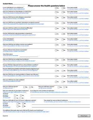 Student Health Form