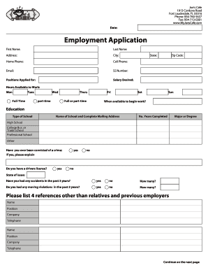 Employment Application Form