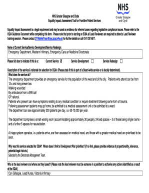 Equality Impact Assessment Tool for Frontline Patient Services