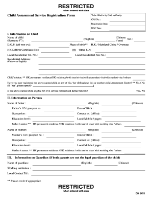 Child Assessment Service Registration Form