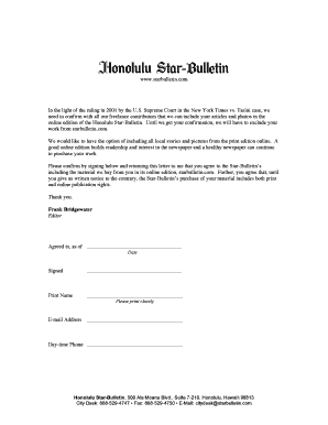 Freelance Contributor Online Publication Consent
