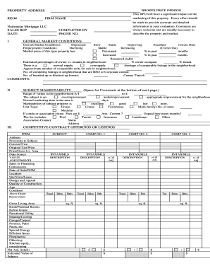 Broker Price Opinion Form