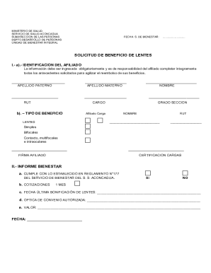 Solicitud de Beneficio de Lentes