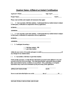 Student Status Affidavit