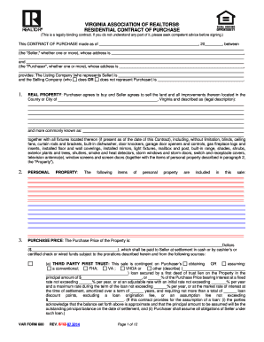 Virginia Residential Contract of Purchase
