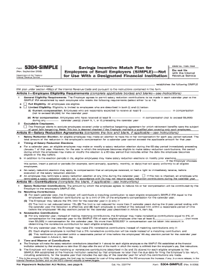 Form 5304-SIMPLE Savings Incentive Match Plan