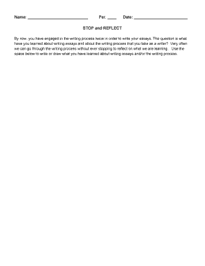 Student Writing Reflection Form