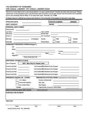 Hire Pay Casual Laborer Form