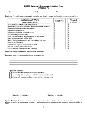 MCESP Category II Employees Evaluation Form