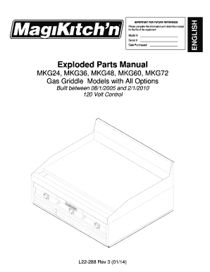 Exploded Parts Manual for Gas Griddle Models