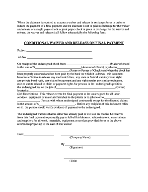 Conditional Waiver and Release on Final Payment