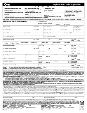 KeyBank NA Credit Application