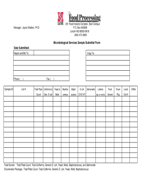 Microbiological Services Sample Submittal Form