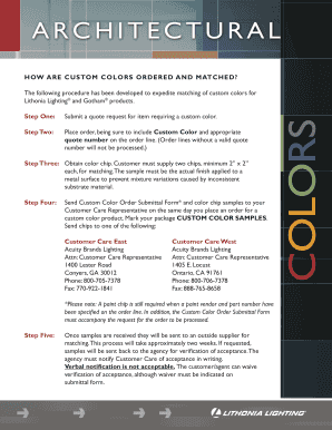 Custom Color Order Submittal Form