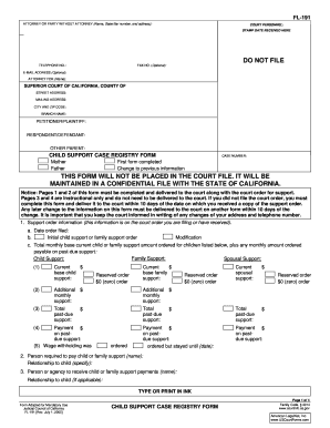 California Child Support Case Registry Form