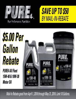PURE4All Fleet Diesel Engine Oil Rebate Form