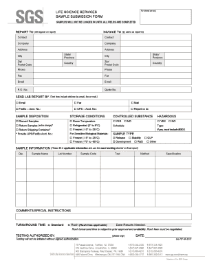 Life Science Sample Submission Form