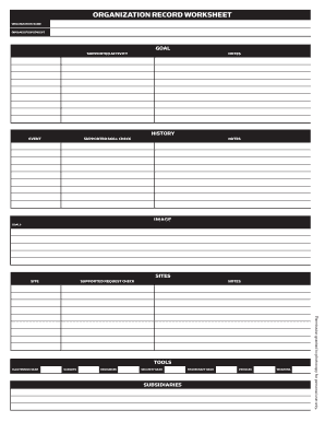 Organization Record Worksheet