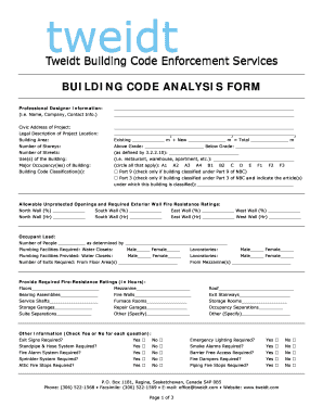 Building Code Analysis Form