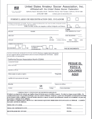 Formulario de Registro del Jugador