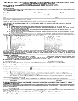 New Jersey Veteran Property Tax Deduction Claim