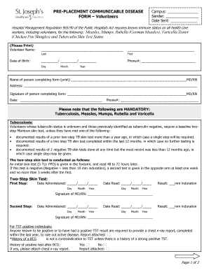 Pre-Placement Communicable Disease Form