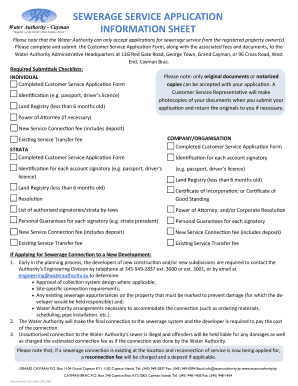 Sewerage Service Application Form