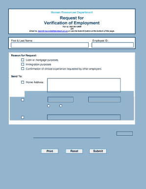 Request for Verification of Employment