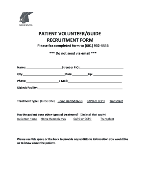 Patient Volunteer/Guide Recruitment Form