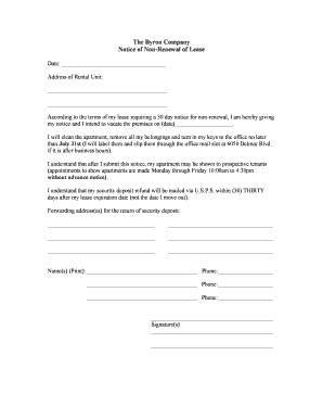 Byron Company Lease Non-Renewal Notice