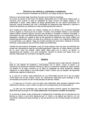 Directiva a los médicos y a familiares o substitutos
