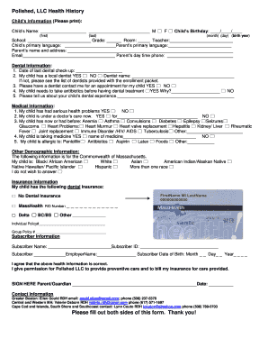 Child Health History Form
