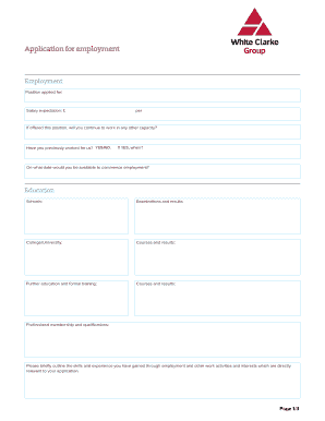 UK Employment Application Form