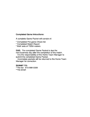 TSSA State League Game Packet