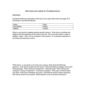 Teaching Scenario Observation Form