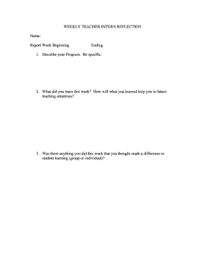 Weekly Teacher Intern Reflection