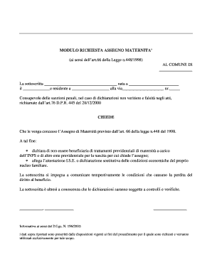 Modulo Richiesta Assegno Maternità