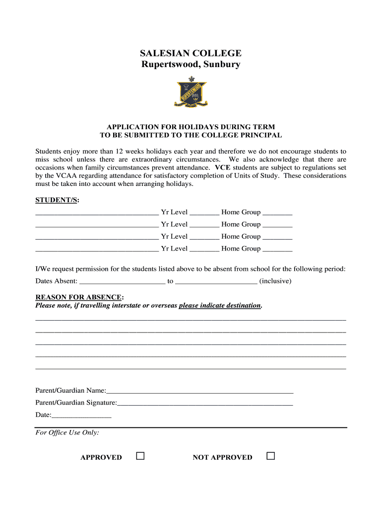 Fillable Online scr vic edu SALESIAN COLLEGE - scr vic edu Fax Email ...