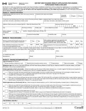 GST/HST New Housing Rebate Application