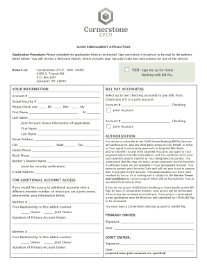 OASIS Home Banking Enrollment Application