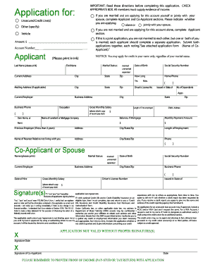 Unsecured Credit Line Application