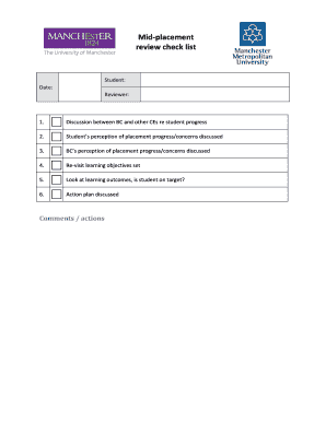 Mid-Placement Review Checklist